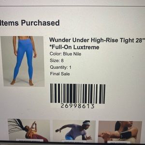 Lululemon Wunder Under High Rise Tight 28”